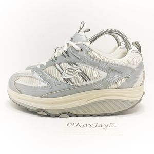 Skechers Shape Ups White/Silver Toning Walking Shoes